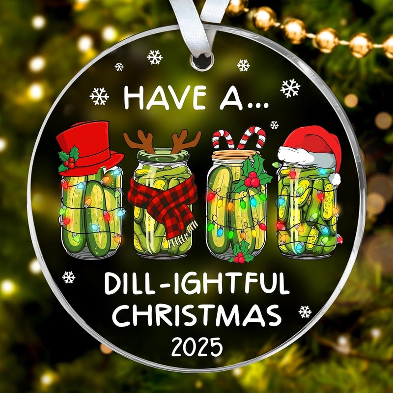 HEXMOZ Pickle Gifts for Women, Men - Emotional Support Pickle Ornament for Christmas Tree - Funny Dill Pickles Gifts for Pickles Lovers - Gag Gift Ideas Decor - Acrylic Christmas Ornament 2025 - Image 1